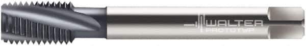 Walter-Prototyp - M10x1.00 Metric Fine 3 Flute 6H Modified Bottoming Spiral Flute Tap - Cobalt, TiCN Finish, 90mm OAL, Right Hand Flute, Right Hand Thread, Series 2146006 - Eagle Tool & Supply