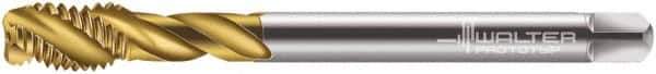 Walter-Prototyp - M16x2.00 Metric 4 Flute 6H Modified Bottoming Spiral Flute Tap - Cobalt, TiN Finish, 110mm OAL, Right Hand Flute, Right Hand Thread, Series 7056775 - Eagle Tool & Supply