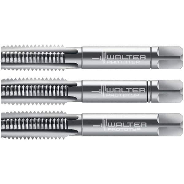 Walter-Prototyp - M10x1.50 Metric, 3 Flute, Modified Bottoming, Plug & Taper, Bright Finish, High Speed Steel Tap Set - Right Hand Cut, 70mm OAL, 0.8661" Thread Length, 6H Class of Fit, Series 30060 - Exact Industrial Supply