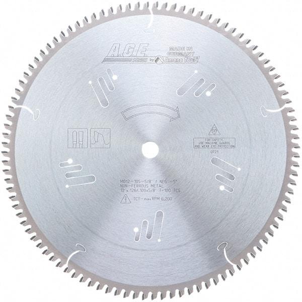 Amana Tool - 12" Diam, 5/8" Arbor Hole Diam, 100 Tooth Wet & Dry Cut Saw Blade - Carbide-Tipped, Clean Action, Standard Round Arbor - Eagle Tool & Supply