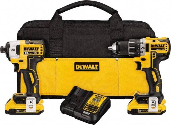 DeWALT - 20 Volt Cordless Tool Combination Kit - Includes Brushless Compact Drill/Driver & Impact Driver, Lithium-Ion Battery Included - Eagle Tool & Supply