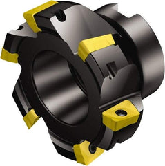 Sandvik Coromant - 6 Inserts, 5" Cut Diam, 1-1/2" Arbor Diam, 0.6181" Max Depth of Cut, Indexable Square-Shoulder Face Mill - 90° Lead Angle, 2.48" High, R390-17.. Insert Compatibility, Series CoroMill 390 - Eagle Tool & Supply