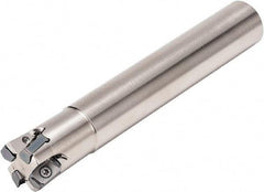 Kyocera - 25.4mm Cut Diam, 0.9906mm Max Depth, 1" Shank Diam, Weldon Shank Indexable High-Feed End Mill - Screw Holding Method, LOGU 030310ER-GM Insert, MFH Toolholder, Through Coolant - Eagle Tool & Supply