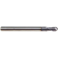 Emuge - 5mm Diam, 9mm LOC, 2 Flute Solid Carbide Ball End Mill - TiAlN Finish, Single End, 75mm OAL, 6mm Shank Diam, Ball Flute - Eagle Tool & Supply