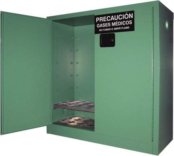 Securall Cabinets - 2 Door, Green Steel Standard Safety Cabinet for Flammable and Combustible Liquids - 44" High x 43" Wide x 18" Deep, Manual Closing Door, 3 Point Key Lock, D, E Cylinder Capacity - Eagle Tool & Supply