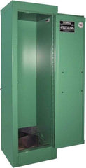 Securall Cabinets - 1 Door, Green Steel Standard Safety Cabinet for Flammable and Combustible Liquids - 44" High x 14" Wide x 13-5/8" Deep, Manual Closing Door, 3 Point Key Lock, D, E Cylinder Capacity - Eagle Tool & Supply