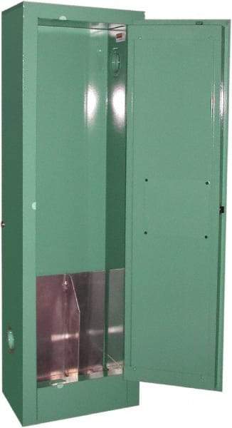 Securall Cabinets - 1 Door, Green Steel Standard Safety Cabinet for Flammable and Combustible Liquids - 44" High x 14" Wide x 9" Deep, Manual Closing Door, 3 Point Key Lock, D, E Cylinder Capacity - Eagle Tool & Supply