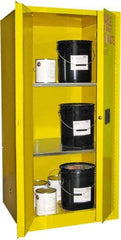 Securall Cabinets - 2 Door, 2 Shelf, Yellow Steel Standard Safety Cabinet for Flammable and Combustible Liquids - 65" High x 31" Wide x 31" Deep, Manual Closing Door, 3 Point Key Lock, 60 Gal Capacity - Eagle Tool & Supply