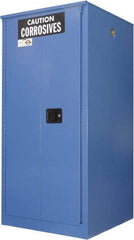 Securall Cabinets - 2 Door, 2 Shelf, Blue Steel Standard Safety Cabinet for Corrosive Chemicals - 65" High x 31" Wide x 31" Deep, Manual Closing Door, 3 Point Key Lock, 60 Gal Capacity - Eagle Tool & Supply