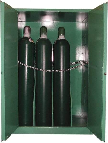 Securall Cabinets - 1 Door, Green Steel Standard Safety Cabinet for Flammable and Combustible Liquids - 65" High x 43" Wide x 34" Deep, Manual Closing Door, 3 Point Key Lock, H Cylinder Capacity - Eagle Tool & Supply