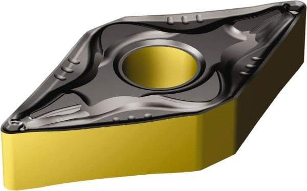 Sandvik Coromant - DNMG442 PM Grade 4335 Carbide Turning Insert - TiCN/AI2O3/TiN Finish, 55° Diamond, 1/2" Inscr Circle, 1/4" Thick, 1/32" Corner Radius - Eagle Tool & Supply