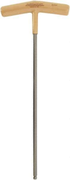 Paramount - 6mm Hex, T-Handle Cushion Grip, Ball End Hex Key - 10-1/2" OAL, Protanium High Torque Steel, Metric System of Measurement - Eagle Tool & Supply