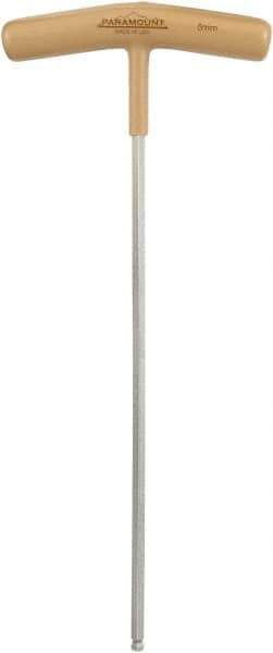 Paramount - 5mm Hex, T-Handle Cushion Grip, Ball End Hex Key - 9-45/64" OAL, Protanium High Torque Steel, Metric System of Measurement - Eagle Tool & Supply
