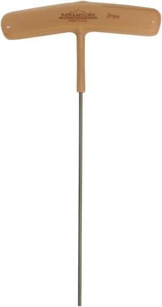 Paramount - 2mm Hex, T-Handle Cushion Grip, Hex Key - 5-29/32" OAL, Protanium High Torque Steel, Metric System of Measurement - Eagle Tool & Supply