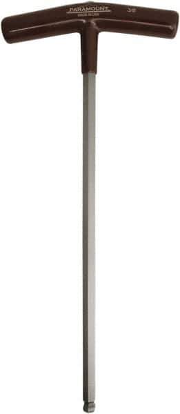 Paramount - 3/8" Hex, T-Handle Cushion Grip, Ball End Hex Key - 11-51/64" OAL, Protanium High Torque Steel, Inch System of Measurement - Eagle Tool & Supply