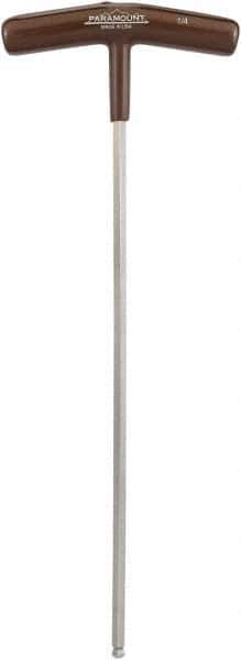 Paramount - 1/4" Hex, T-Handle Cushion Grip, Ball End Hex Key - 10-51/64" OAL, Protanium High Torque Steel, Inch System of Measurement - Eagle Tool & Supply