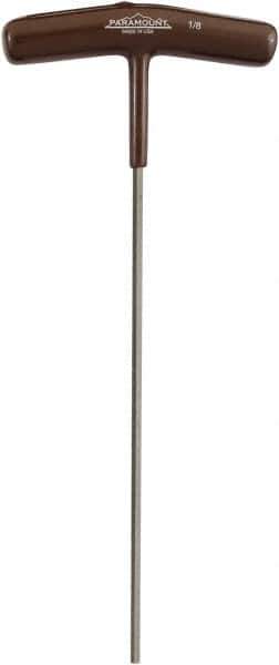 Paramount - 1/8" Hex, T-Handle Cushion Grip, Hex Key - 7-39/64" OAL, Protanium High Torque Steel, Inch System of Measurement - Eagle Tool & Supply