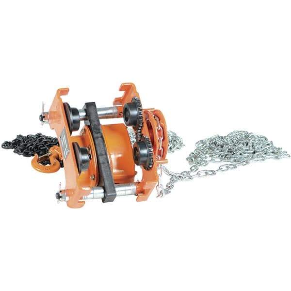 Vestil - 0.5 Ton Capacity Low Headroom Geared Trolley - 2" to 6" Flange Width - Eagle Tool & Supply