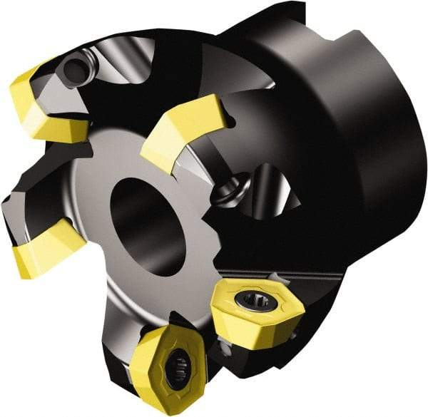 Sandvik Coromant - 3" Cut Diam, 1-1/2" Arbor Hole, 0.0787" Max Depth of Cut, 19° Indexable Chamfer & Angle Face Mill - 6 Inserts, 419R-1405 Insert, Right Hand Cut, Through Coolant, Series CoroMill 419 - Eagle Tool & Supply
