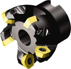 Sandvik Coromant - 51.3mm Cut Diam, 22mm Arbor Hole, 2mm Max Depth of Cut, 19° Indexable Chamfer & Angle Face Mill - 6 Inserts, 419R-1405 Insert, Right Hand Cut, Series CoroMill 419 - Eagle Tool & Supply