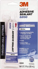 3M - 3 oz Tube White Polyurethane Marine Adhesive Sealant - 190°F Max Operating Temp, 48 hr Tack Free Dry Time - Eagle Tool & Supply