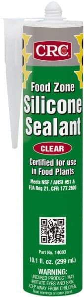 CRC - 10.1 oz Cartridge Clear Hydroxy-Terminated Polydimethylsiloxane/Silica Food Grade Silicone Sealant - -70 to 400°F Operating Temp, 60 min Tack Free Dry Time, 24 hr Full Cure Time - Eagle Tool & Supply