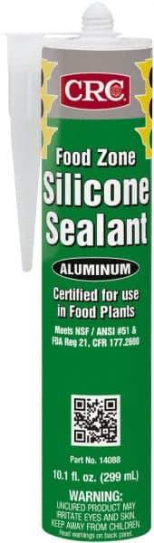 CRC - 10.1 oz Cartridge Silver Hydroxy-Terminated Polydimethylsiloxane/Silica Food Grade Silicone Sealant - -70 to 400°F Operating Temp, 60 min Tack Free Dry Time, 24 hr Full Cure Time - Eagle Tool & Supply