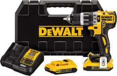 DeWALT - 20 Volt 1/2" Metal Single Sleeve w Carbide Jaws Ratcheting Chuck Chuck Cordless Hammer Drill - 0 to 34,000 BPM, 0 to 500 & 0 to 2,000 RPM, Reversible, Mid-Handle - Eagle Tool & Supply