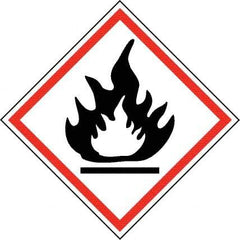NMC - Hazardous Materials Label, Header: Flammable Warning - Legend: GHS - Graphic, English, Black & Red, 4" Long x 4" High, No Coating - Eagle Tool & Supply