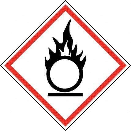 NMC - Hazardous Materials Label, Header: Oxidizer Warning - Legend: GHS - Graphic, English, Black & Red, 4" Long x 4" High, No Coating - Eagle Tool & Supply