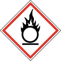 NMC - Hazardous Materials Label, Header: Oxidizer Warning - Legend: GHS - Graphic, English, Black & Red, 4" Long x 4" High, No Coating - Eagle Tool & Supply