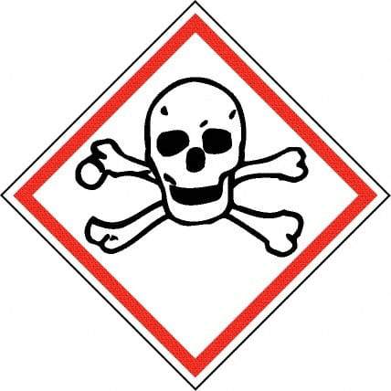 NMC - Hazardous Materials Label, Header: Toxic Warning - Legend: GHS - Graphic, English, Black & Red, 4" Long x 4" High, No Coating - Eagle Tool & Supply