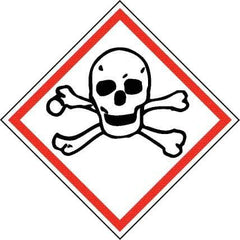 NMC - Hazardous Materials Label, Header: Toxic Warning - Legend: GHS - Graphic, English, Black & Red, 4" Long x 4" High, No Coating - Eagle Tool & Supply