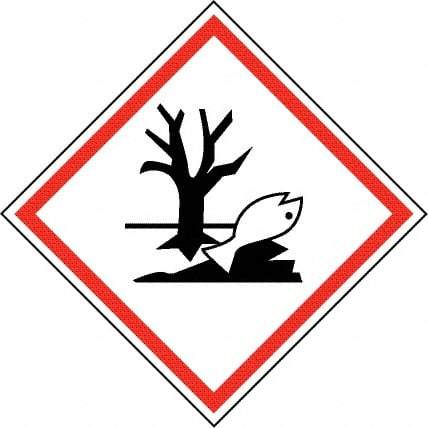 NMC - Hazardous Materials Label, Header: Dangerous for Environment Warning - Legend: GHS - Graphic, English, Black & Red, 4" Long x 4" High, No Coating - Eagle Tool & Supply
