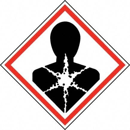 NMC - Hazardous Materials Label, Header: Health Hazard - Legend: GHS - Graphic, English, Black & Red, 4" Long x 4" High, No Coating - Eagle Tool & Supply