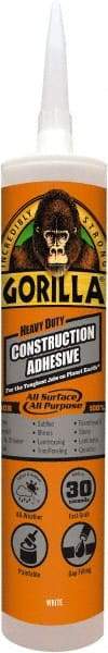 Gorilla Glue - White, Cartridge Silyl Terminated Polyether Construction Adhesive - -40 to 200°F Service Temperature, Indoor & Outdoor - Eagle Tool & Supply