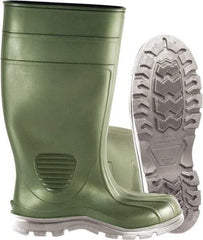 PRO-SAFE - Unisex Size 11 Medium Width Plain Work Boot - Green, PVC Blend Upper, 15" High, Non-Slip, Waterproof - Eagle Tool & Supply