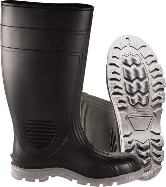 PRO-SAFE - Unisex Size 8 Medium Width Plain Work Boot - Black, PVC Blend Upper, 15" High, Non-Slip, Waterproof - Eagle Tool & Supply