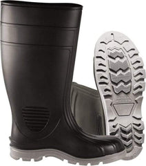 PRO-SAFE - Unisex Size 8 Medium Width Plain Work Boot - Black, PVC Blend Upper, 15" High, Non-Slip, Waterproof - Eagle Tool & Supply