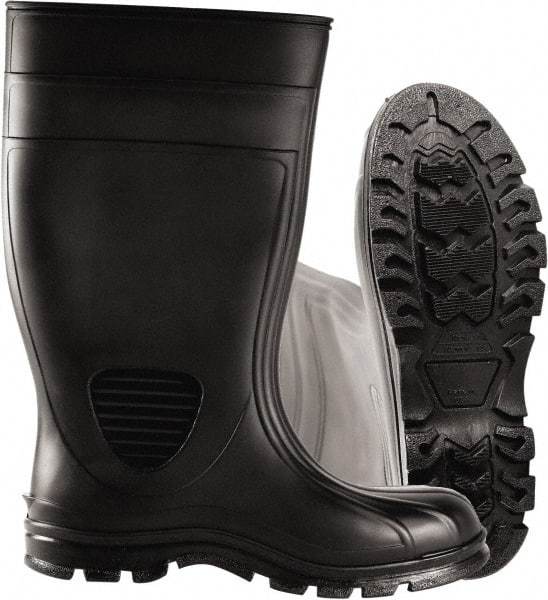PRO-SAFE - Unisex Size 13 Medium Width Steel Work Boot - Black, PVC Upper, 15" High, Non-Slip, Waterproof - Eagle Tool & Supply