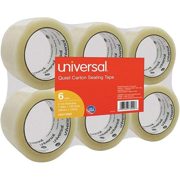UNIVERSAL - 48mm Wide x 2mm Thick x 100m Long, 73000 Box Sealing & Label Protection Tape - Clear - Eagle Tool & Supply