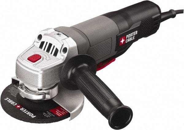 Porter-Cable - 4-1/2" Wheel Diam, 11,000 RPM, Corded Angle & Disc Grinder - 5/8-11 Spindle, 120 Volts, 7 Amps - Eagle Tool & Supply