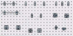 Triton - 18" Wide x 36" High Industrial Steel Tool Peg Board System - 1 Panel, 18 Hooks, Steel with Epoxy Coating, White - Eagle Tool & Supply