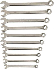 Ability One - 11 Piece, 3/8" to 1", 12 Point Combination Wrench Set - Inch Measurement Standard, Chrome Finish - Eagle Tool & Supply