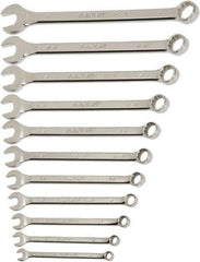 Ability One - 10 Piece, 10mm to 19mm, 12 Point Combination Wrench Set - Metric Measurement Standard, Chrome Finish - Eagle Tool & Supply