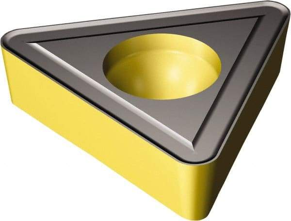 Sandvik Coromant - TCMT21.51 UR Grade 4335 Carbide Turning Insert - TiCN/AI2O3/TiN Finish, 60° Triangle, 1/4" Inscr Circle, 3/32" Thick, 1/64" Corner Radius - Eagle Tool & Supply