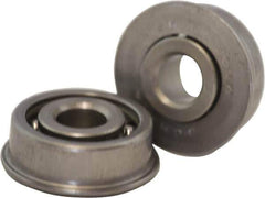 USDI - 1 Row, 7/8" OD, 5/16" Bore Diam, Round Open Conveyor Roller Bearing - 45 Lb Capacity, 550 Max RPM, with Flange, Steel with Steel Housing - Eagle Tool & Supply