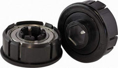 USDI - 1 Row, 2.262" OD, 11/16" Hex Double Seal Conveyor Roller Bearing - 750 Lb Capacity, 550 Max RPM, with Flange, Steel with Plastic, Zinc Housing - Eagle Tool & Supply