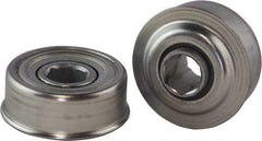 USDI - 1 Row, 2.265" OD, 11/16" Hex Open Conveyor Roller Bearing - 425 Lb Capacity, 550 Max RPM, with Flange, Steel with Zinc Housing - Eagle Tool & Supply