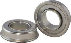 USDI - 1 Row, 1-3/8" OD, 1/2" Bore Diam, Round Double Seal Conveyor Roller Bearing - 180 Lb Capacity, 550 Max RPM, with Flange, Steel with Zinc Housing - Eagle Tool & Supply